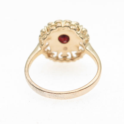 Ross Simons 925 Sterling Gold Plated Real Diamond Accent Red Garnet Ring Size 8