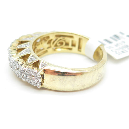 DADWANI 925 Sterling Silver Gold Plated Swarovski Crystal Ring Size 9.25