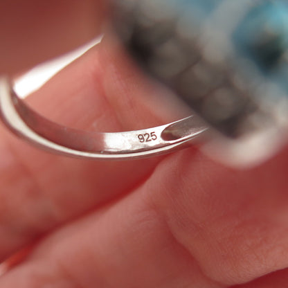 Chuck Clemency Sterling Silver Enamel Real Turquoise Topaz Butterfly Ring Size 8
