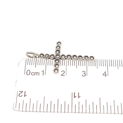 925 Sterling Silver Antique Art Deco Real Marcasite Cross Oxidized Charm Pendant