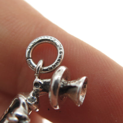 CELLINI 925 Sterling Silver Antique Retro Candlestick Phone Mini Charm Pendant
