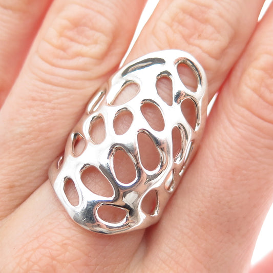 HAGIT GORALI Sterling Silver Vintage Israel Modernist Statement Ring Size 8.25