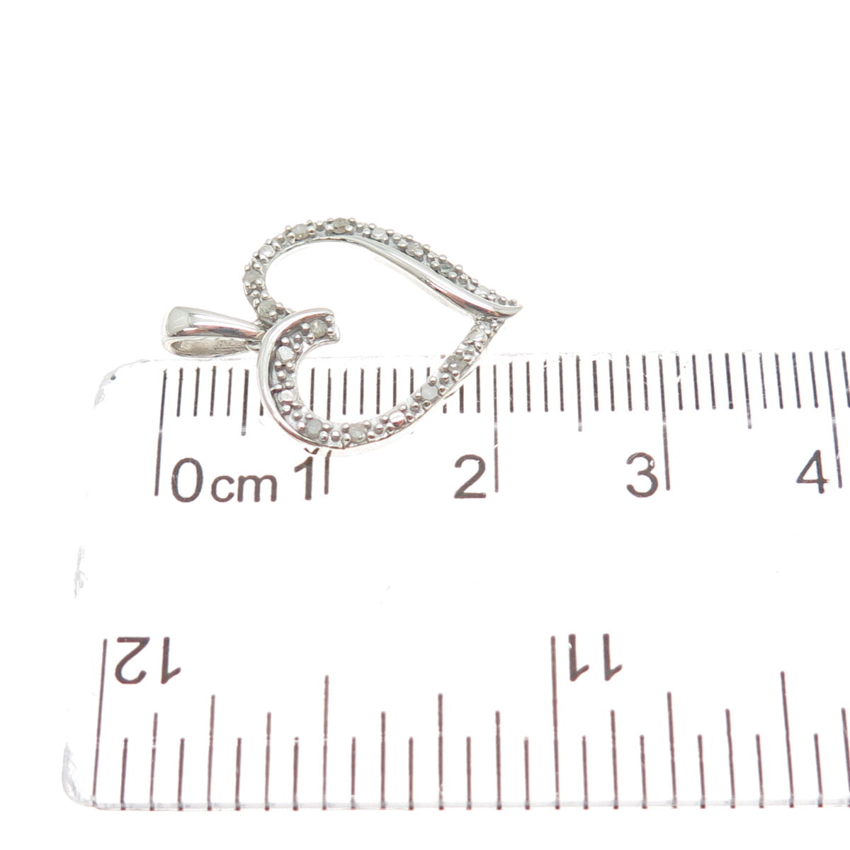 CHARLES WINSTON 925 Sterling Silver Real Diamond Heart Minimalist Charm Pendant