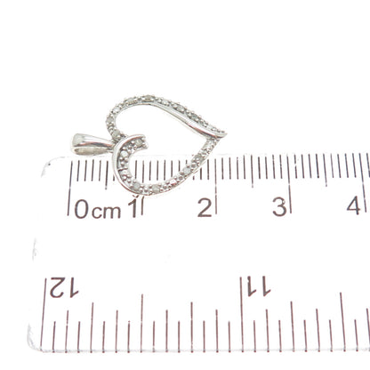 CHARLES WINSTON 925 Sterling Silver Real Diamond Heart Minimalist Charm Pendant