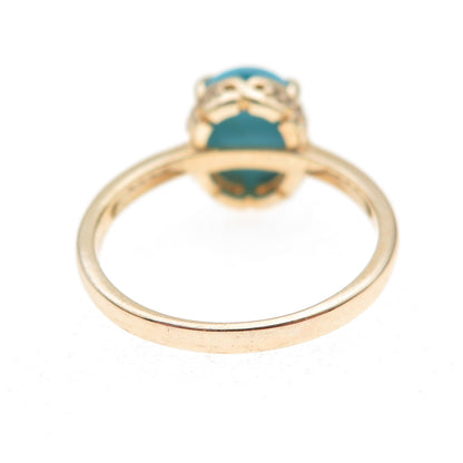 Tehya Oyama 925 Sterling Silver Gold Plated Real Turquoise & Topaz Ring Size 8