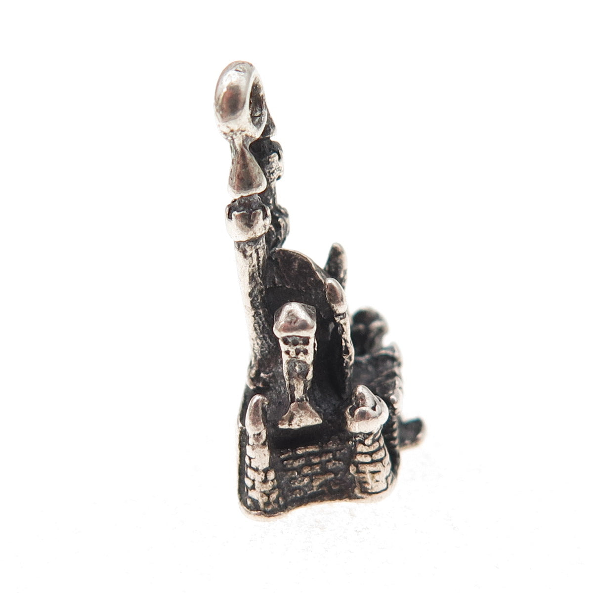 Disney 925 Sterling Silver Vintage Cinderella Castle Oxidized 3D Charm Pendant