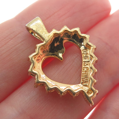 ROSS SIMONS 925 Sterling Gold Plated Vintage Diamond Accent Open Heart Pendant