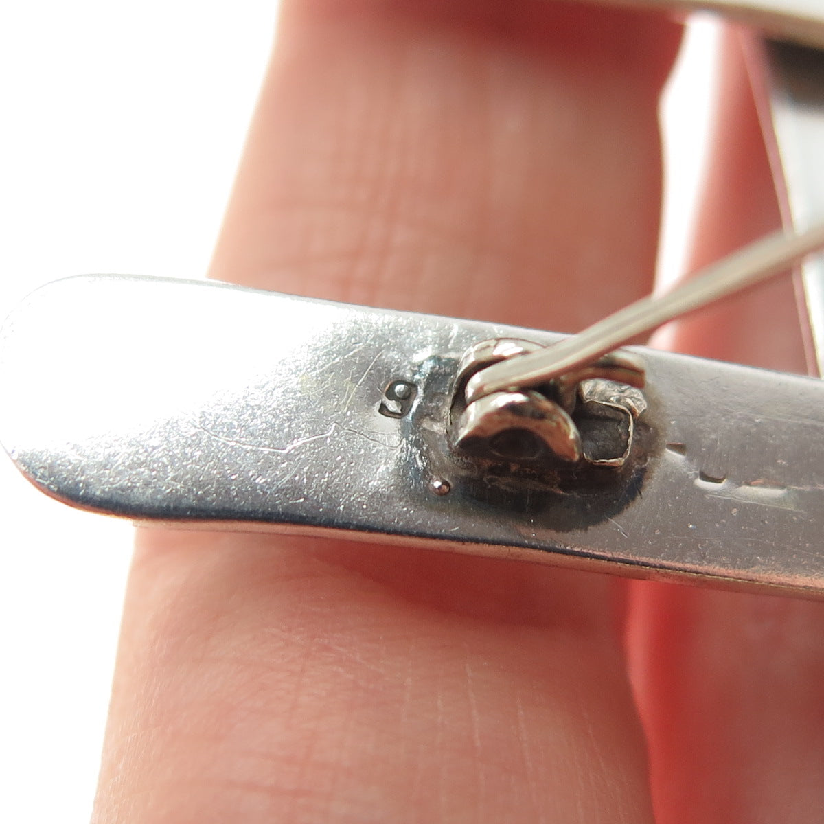 925 Sterling Silver Vintage Mexico Hashtag Symbol Large Pin Brooch