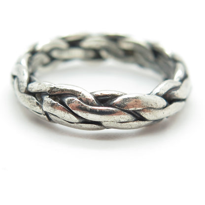 925 Sterling Silver Vintage Braided Oxidized Band Ring Size 7.25