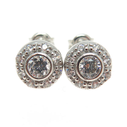 925 Sterling Silver Round-Cut C Z Sparkle Stud Earrings