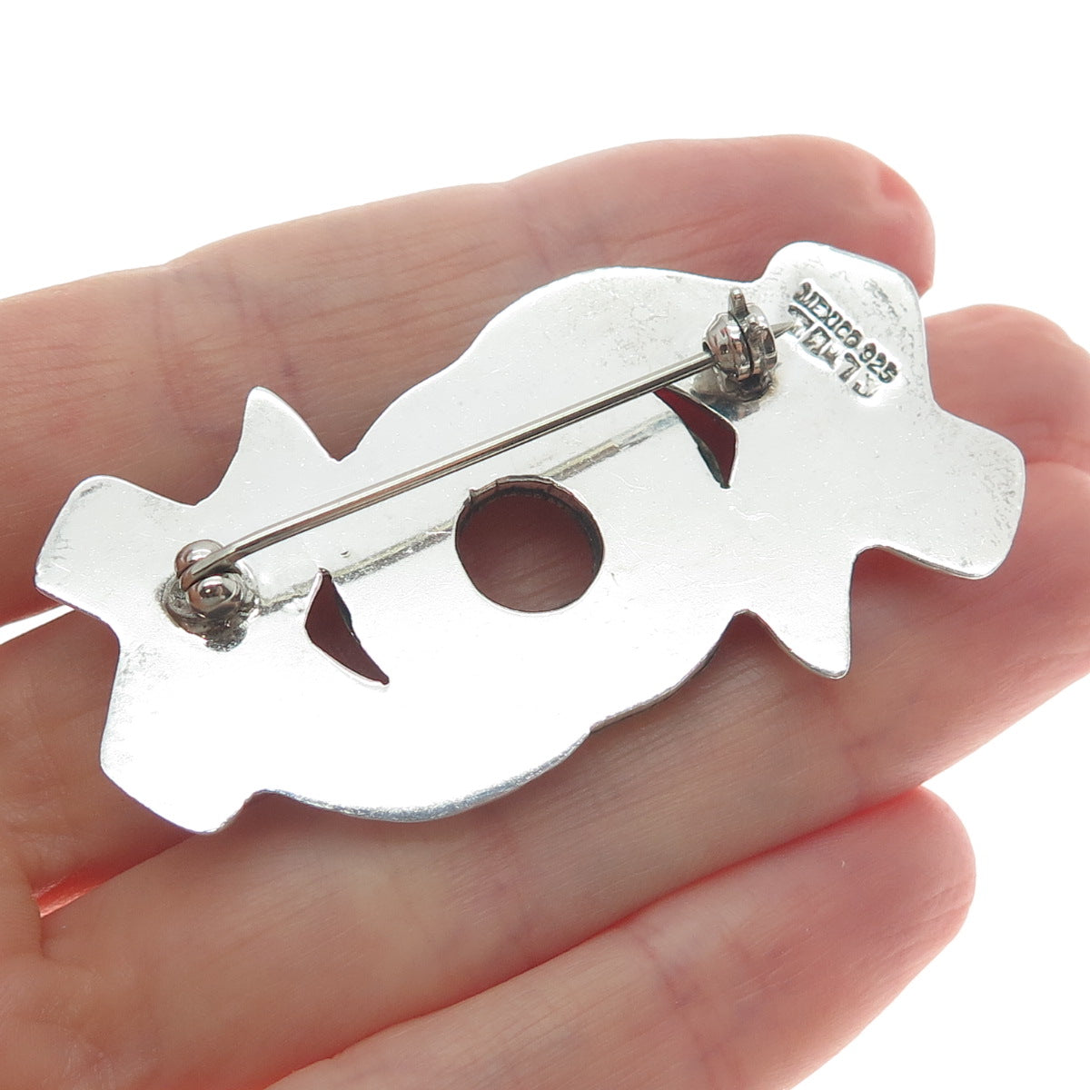 925 Sterling Silver 2-Tone Vintage Mexico XO Hugs & Kisses Pin Brooch