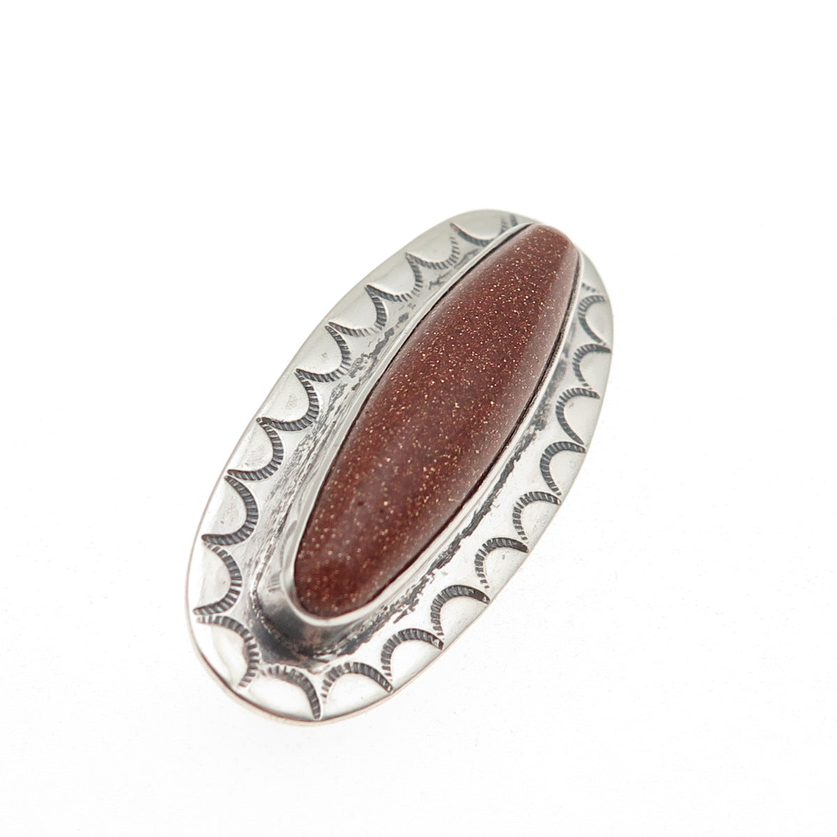 B. SCHEIG Old Pawn 925 Sterling Silver Vintage Southwestern Goldstone Pin Brooch
