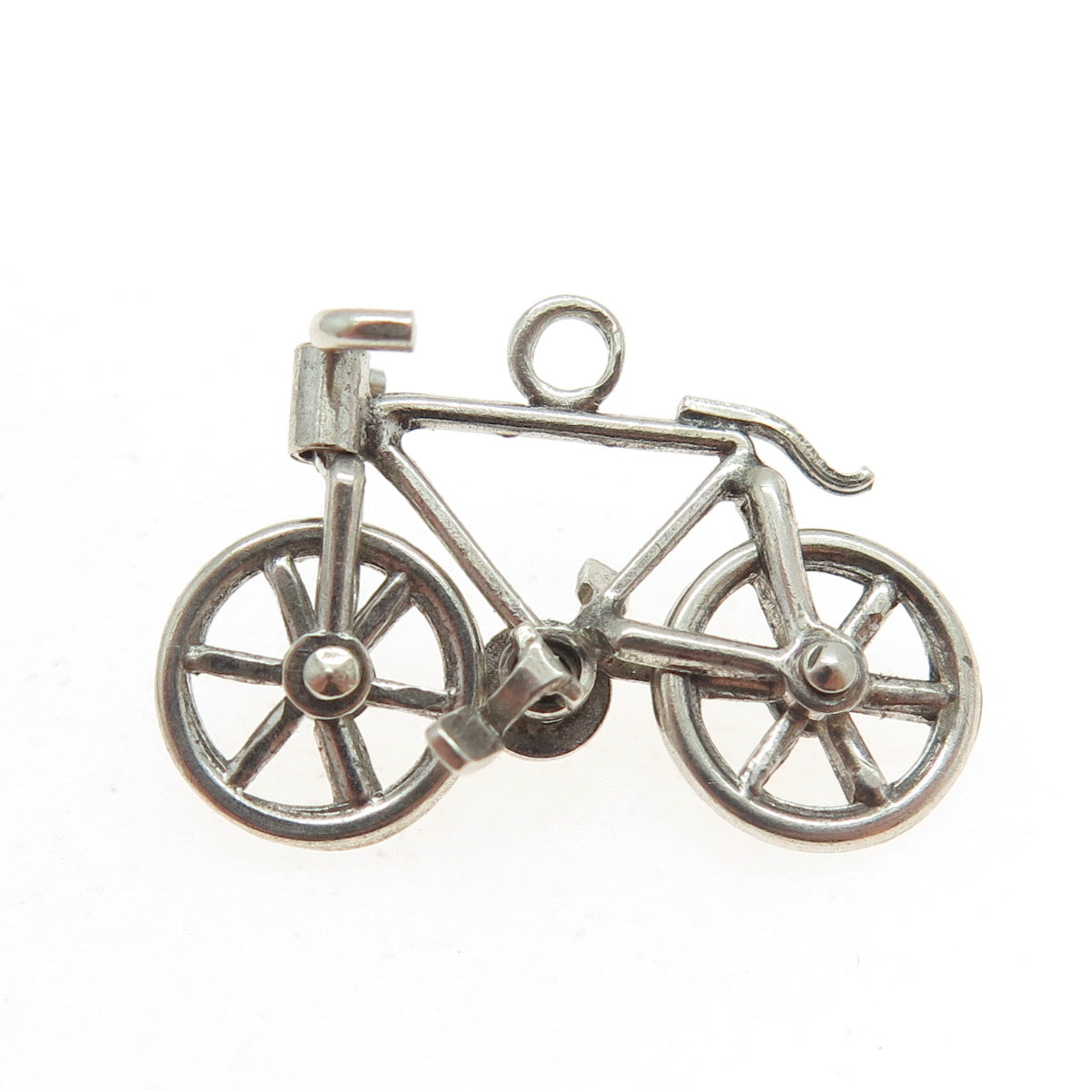 925 Sterling Silver Antique Art Deco Bicycle Minimalist Charm Pendant