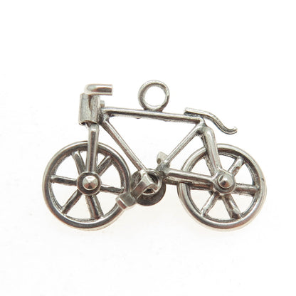 925 Sterling Silver Antique Art Deco Bicycle Minimalist Charm Pendant