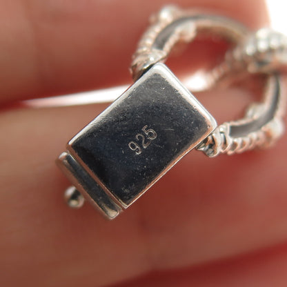 925 Sterling Silver 2-Tone Vintage Round-Cut C Z Panel Link Bracelet 6.75"