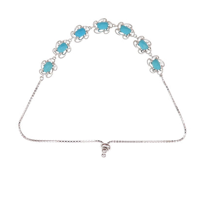 925 Sterling Real Sleeping Beauty Turquoise Adjustable Bolo Bracelet 7-10"
