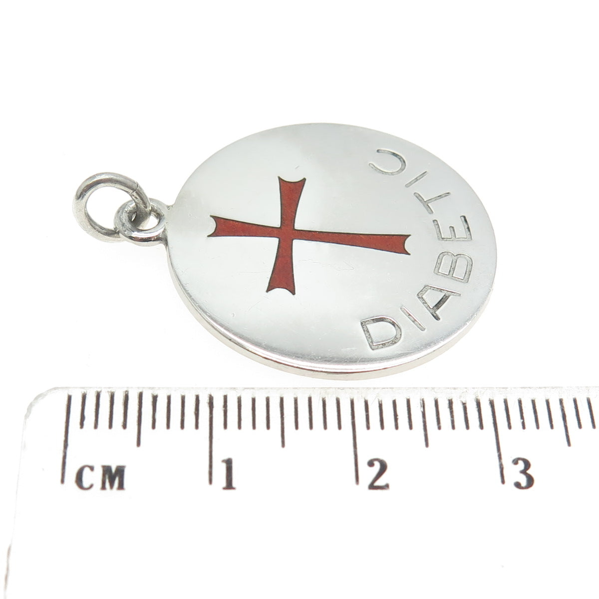 THE THOMAE CO. 925 Sterling Silver Vintage Enamel "Diabetic" Cross Pendant