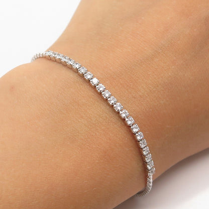 925 Sterling Silver C Z Box Link Bracelet 9.75"