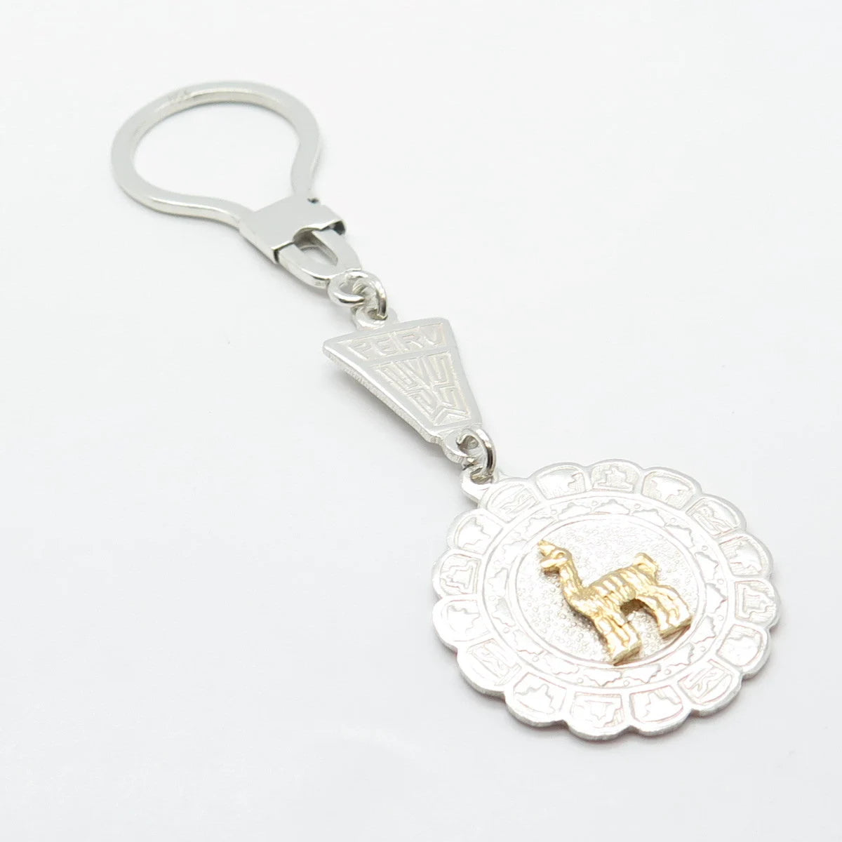 950 Silver / Gold Vintage Peru Llama Key Ring