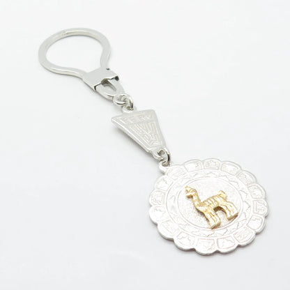 950 Silver / Gold Vintage Peru Llama Key Ring