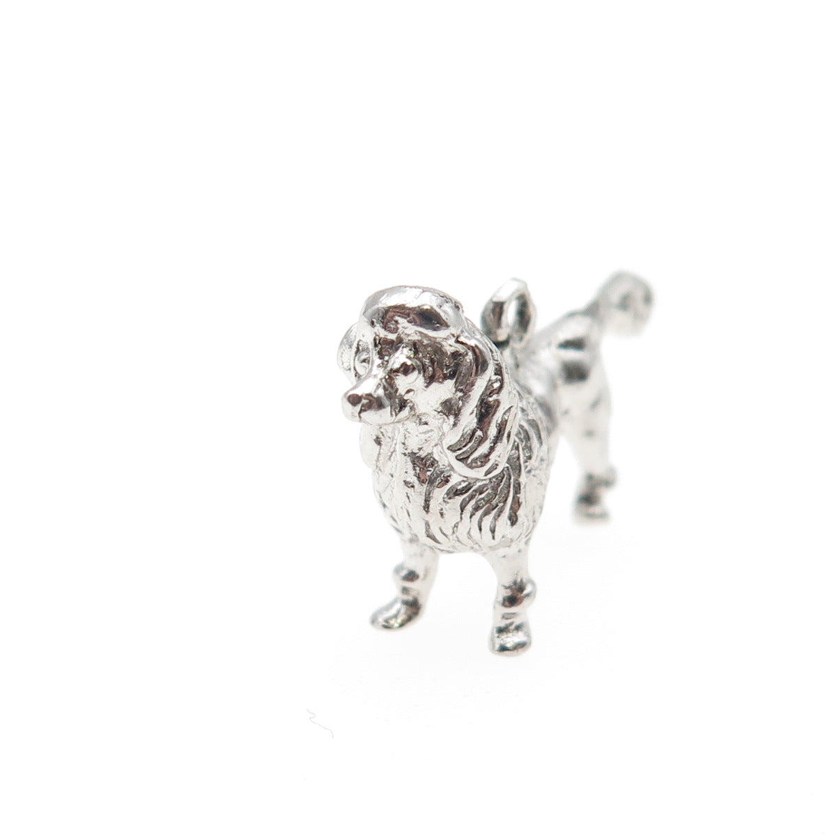 925 Sterling Silver Vintage Poodle Dog Mini 3D Charm Pendant