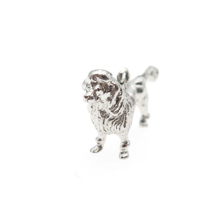 925 Sterling Silver Vintage Poodle Dog Mini 3D Charm Pendant