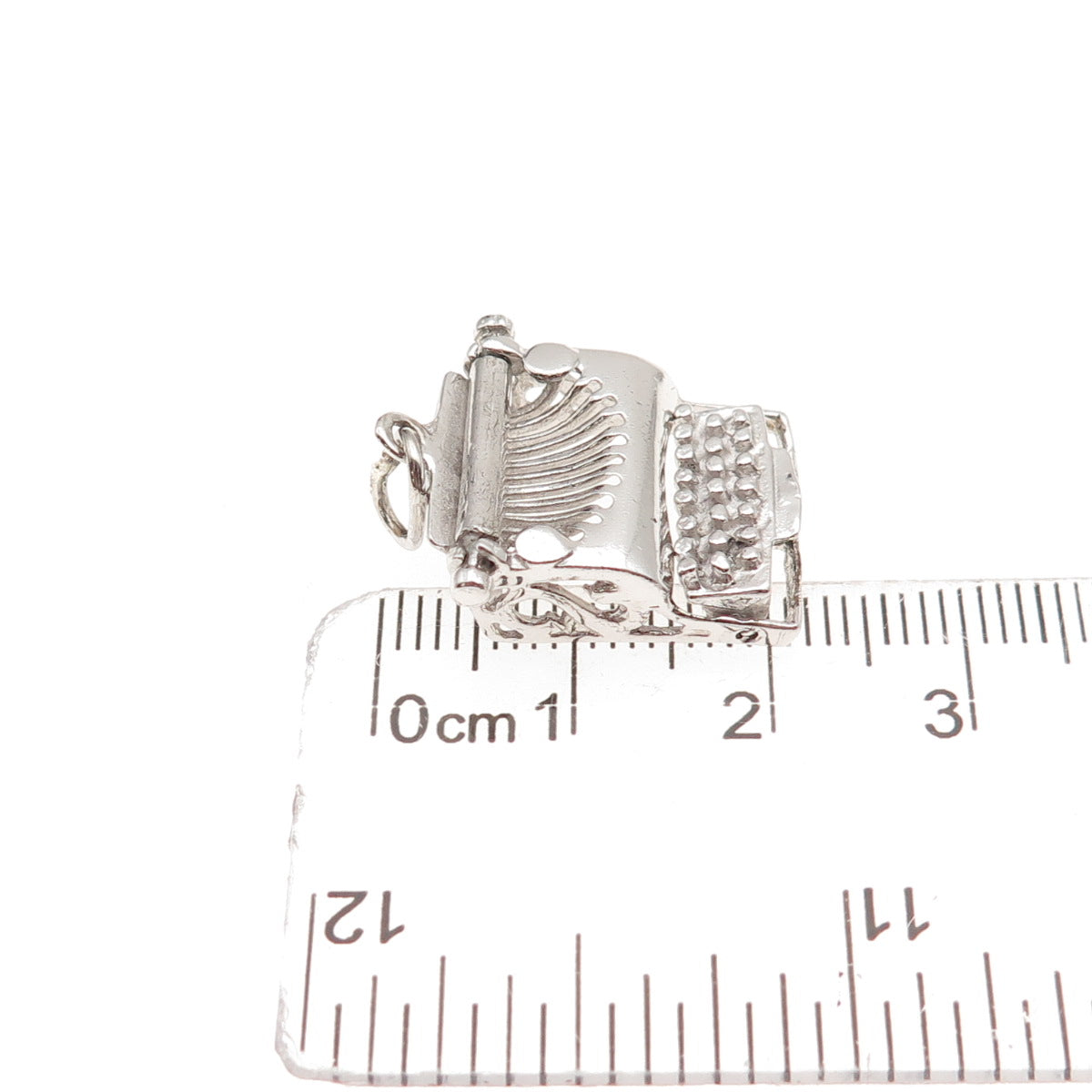 925 Sterling Silver Antique Art Deco Typewriter Oxidized 3D Charm Pendant