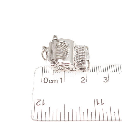 925 Sterling Silver Antique Art Deco Typewriter Oxidized 3D Charm Pendant
