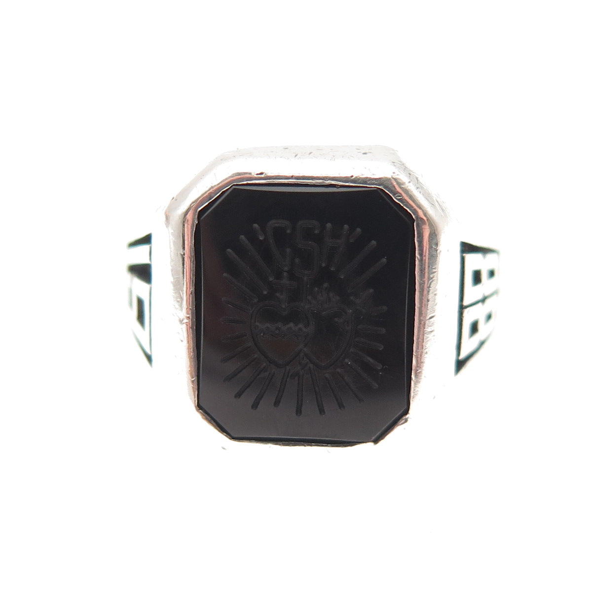 925 Sterling Silver Vintage 1988 Real Black Onyx CSH School Ring Size 6.5