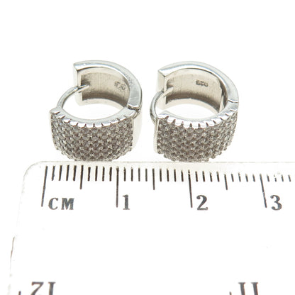 925 Sterling Silver Round-Cut C Z Sparkle Hoop Earrings