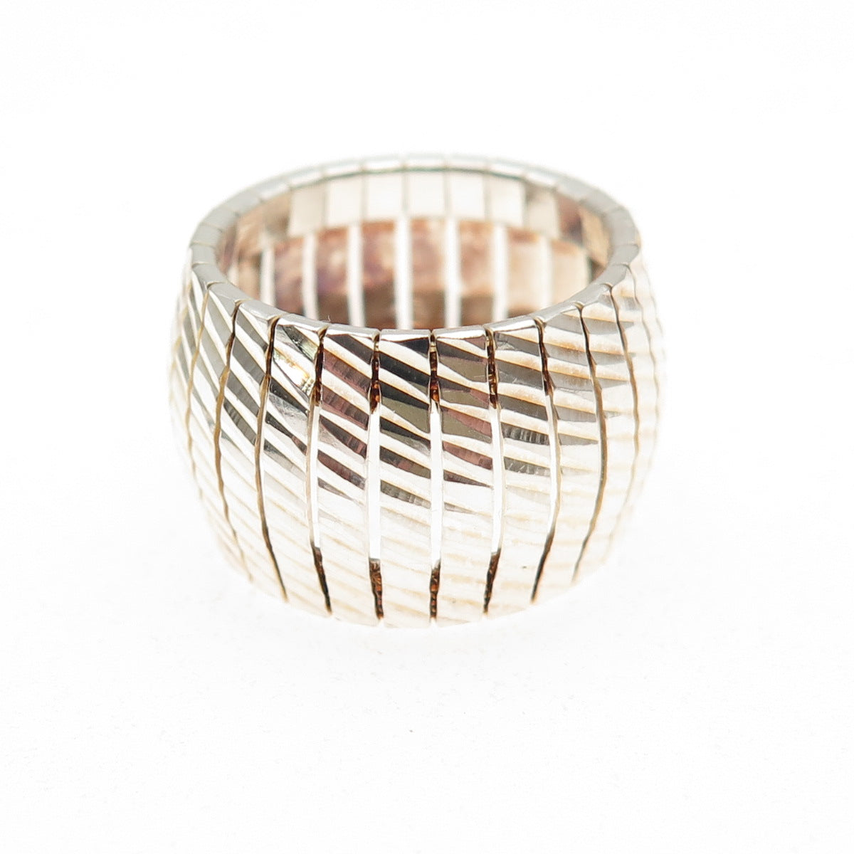 Lirm 925 Sterling Silver Vintage Italy Modernist Ribbed Ring Size 5.25