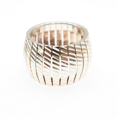 Lirm 925 Sterling Silver Vintage Italy Modernist Ribbed Ring Size 5.25