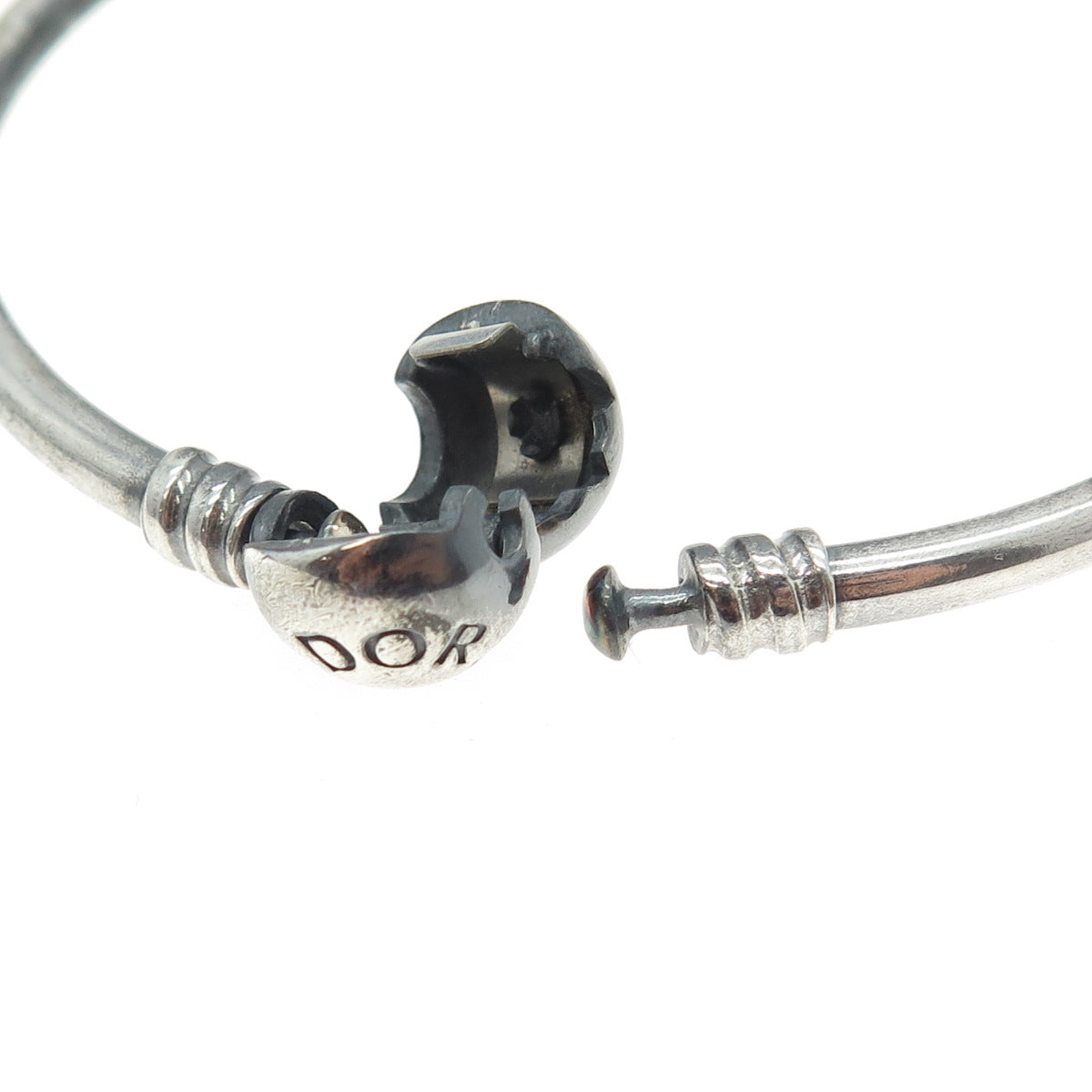 PANDORA 925 Sterling Silver Logo Ball Bead Clip Lock Charm Bracelet 7"