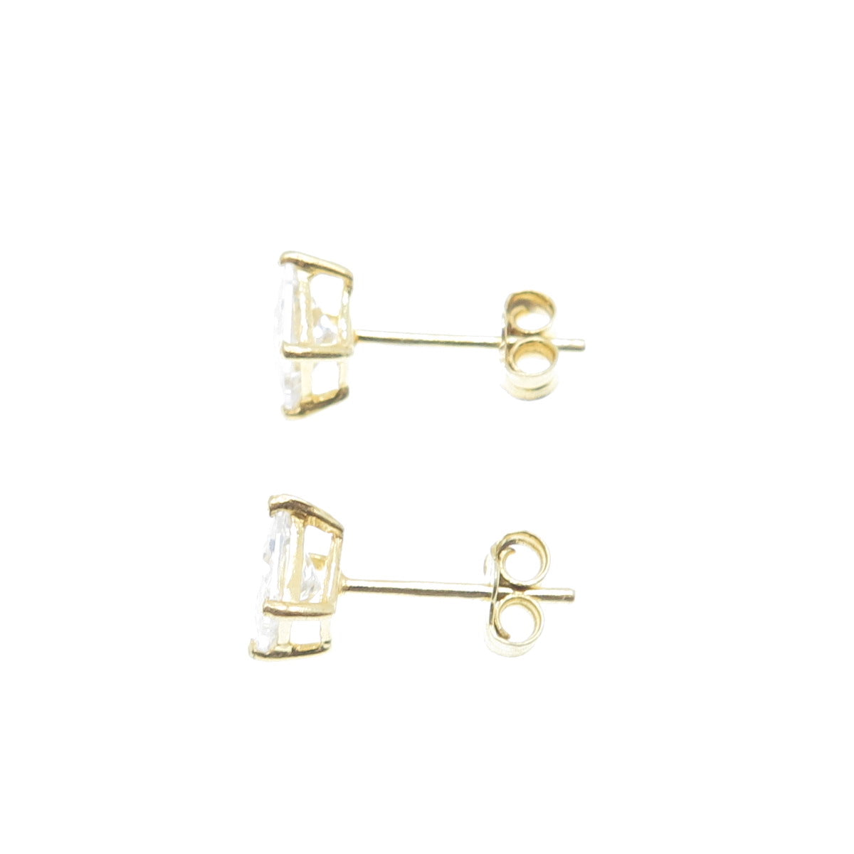 925 Sterling Silver Gold Plated Princess-Cut C Z Stud Earrings