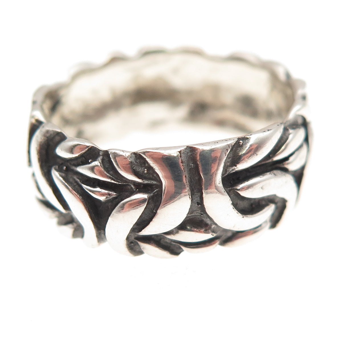 925 Sterling Silver Vintage Byzantine Oxidized Band Ring Size 11.75