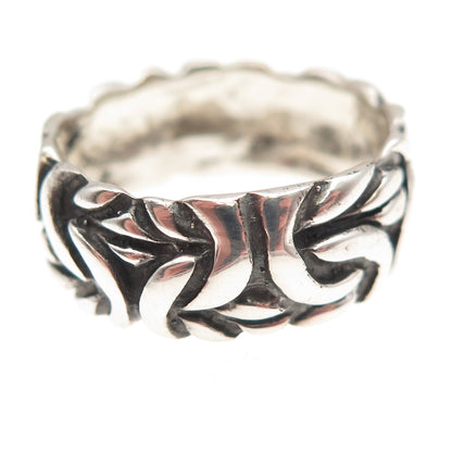 925 Sterling Silver Vintage Byzantine Oxidized Band Ring Size 11.75
