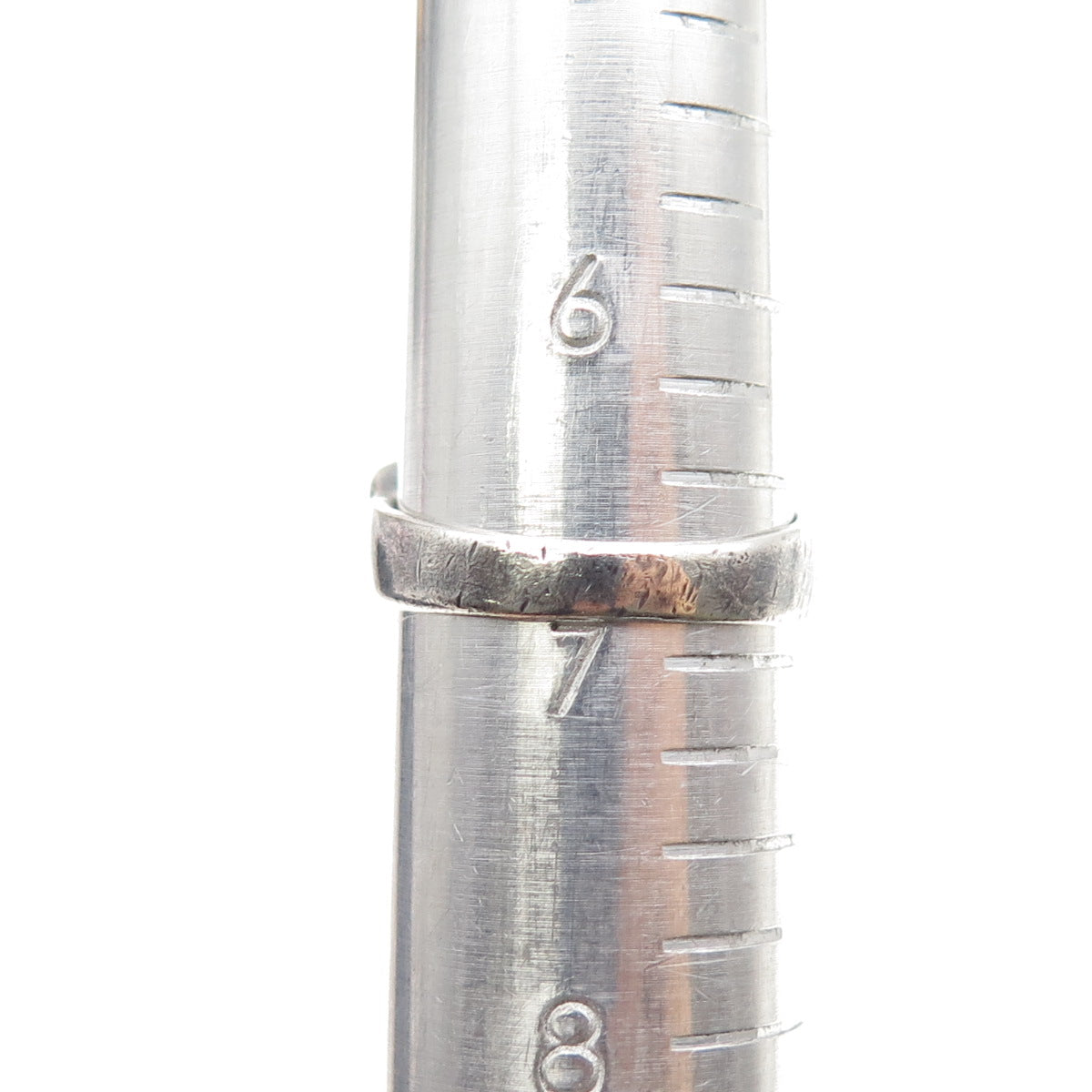 925 Sterling Silver Vintage Real Amethyst Modernist Oxidized Ring Size 7