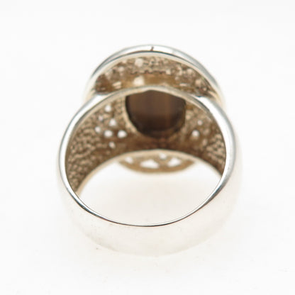Badavici 925 Sterling Silver Vintage Real Tiger Eye Woven Ring Size 7.25