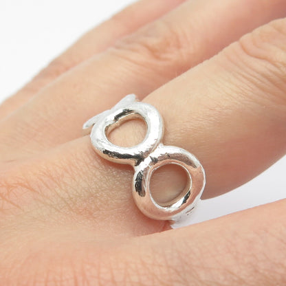 925 Sterling Silver Vintage Triple Circle Ring Size 6