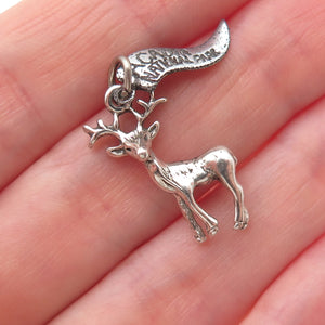 925 Sterling Silver Vintage Acadia National Park Deer Oxidized Charm Pendant
