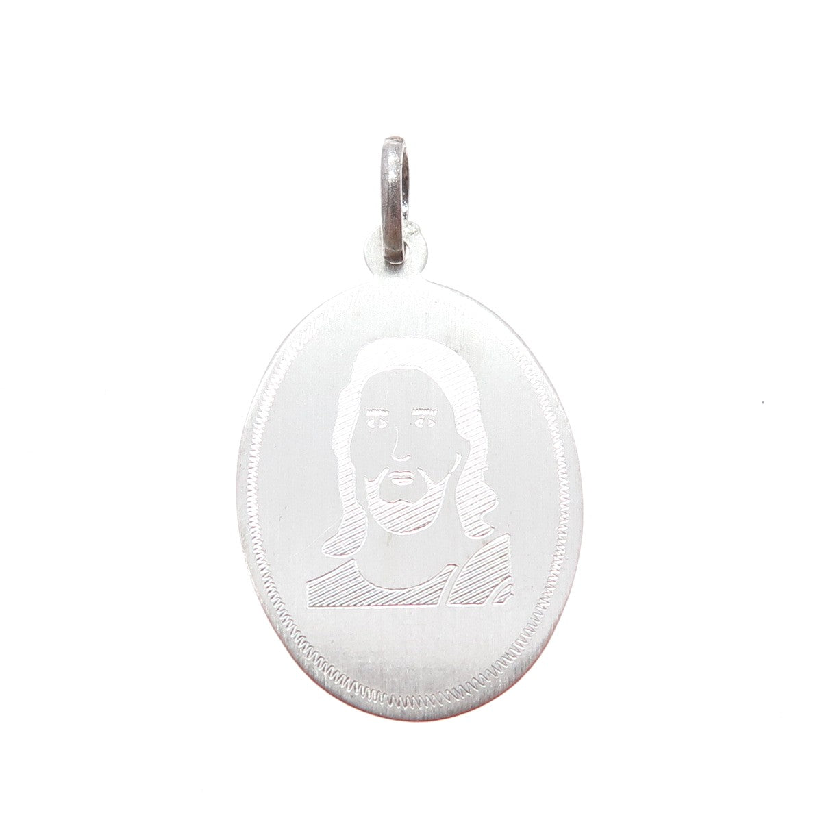 925 Sterling Silver Vintage Engraved Jesus Charm Pendant