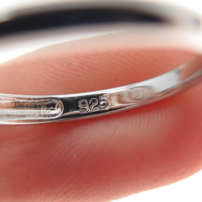 925 Sterling Silver Round-Cut C Z Interlocked Oval Circle Ring Size 7.5