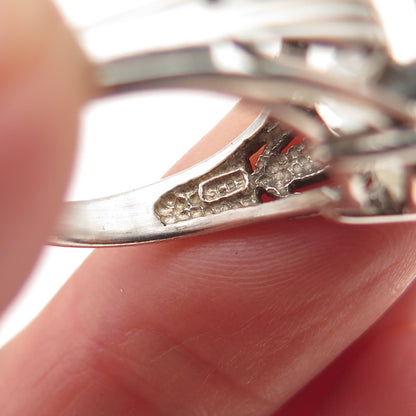 925 Sterling Silver Vintage Real Oval-Cut White Topaz Ring Size 6