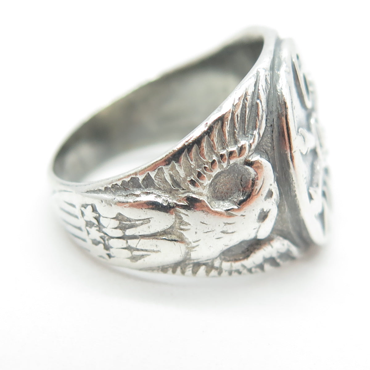 925 Sterling Silver Antique WWII US Army Recruiting Command Ring Size 7.25