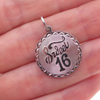Spencer 925 Sterling Silver Vintage Sweet 16 Charm Pendant