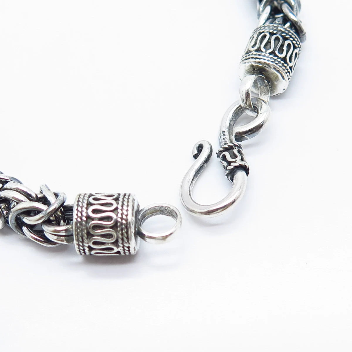 925 Sterling Silver Vintage Byzantine Link Bracelet 8"