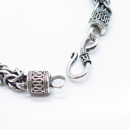 925 Sterling Silver Vintage Byzantine Link Bracelet 8"