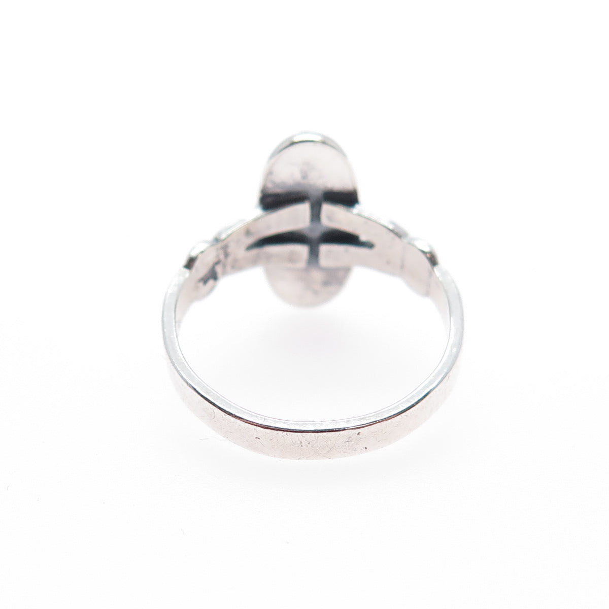 Old Pawn 925 Sterling Silver Vintage Southwestern Turquoise Tribal Ring Size 4.5