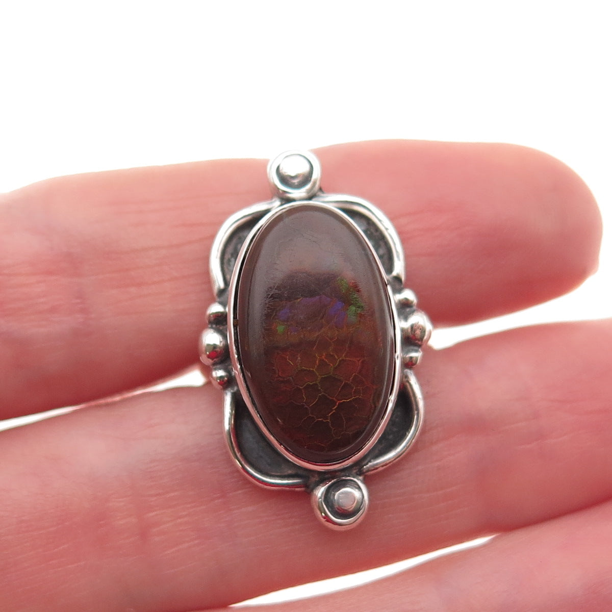 Edward Becenti Old Pawn 925 Sterling Silver Vintage Boulder Opal Ring Size 6.5
