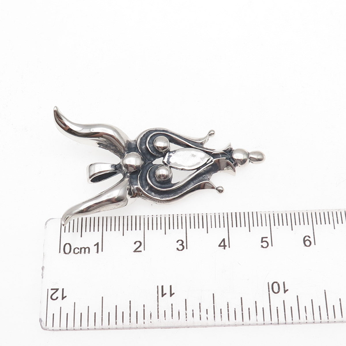 950 Silver Vintage Evil Heart Modernist Oxidized Pendant